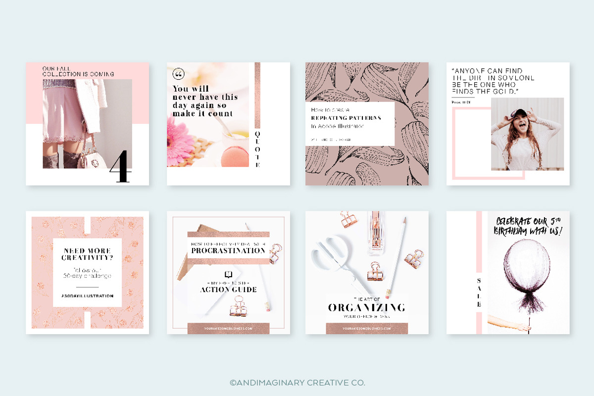 RoseGold Square & Story Templates, a Social Media Template by Andimaginary Creative Co. (Photo 6 of 13)