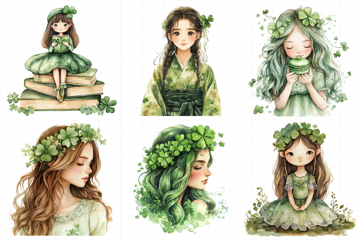 Watercolor Girl St. Patrick's Clipar, an Illustration by Daily.Designs (Photo 6 of 8)