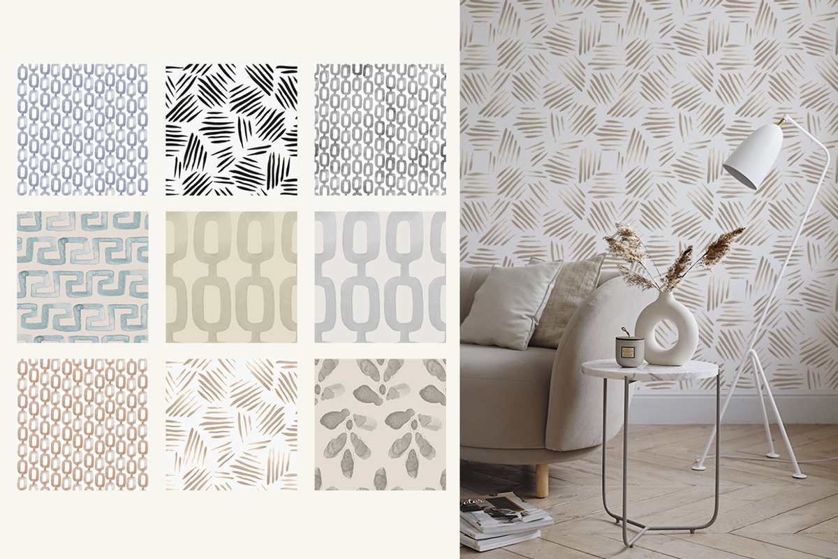 Hand Painted Modern Posters Patterns, a Wallpaper Graphic by TanyaSchuka (Photo 10 of 24)