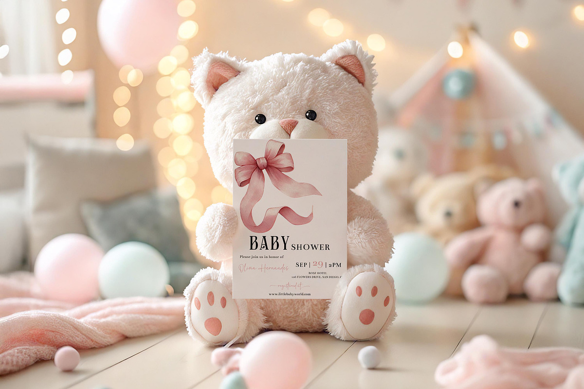Pink Coquette Baby Shower Invite, an Invitation Template by LucaTheme (Photo 2 of 5)
