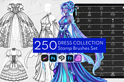 250 Dress Procreate Stamp Brushes, a Brush Add-On by Selentaori Studio (Thumbnail 1 of 12)