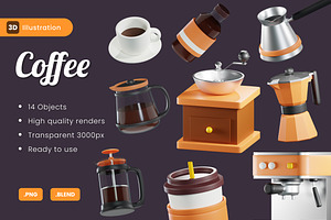 3D Coffee Illustration