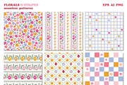 Florals & Stripes Vintage Patterns, a Pattern Graphic by Cozy pattern shop (Thumbnail 6 of 11)