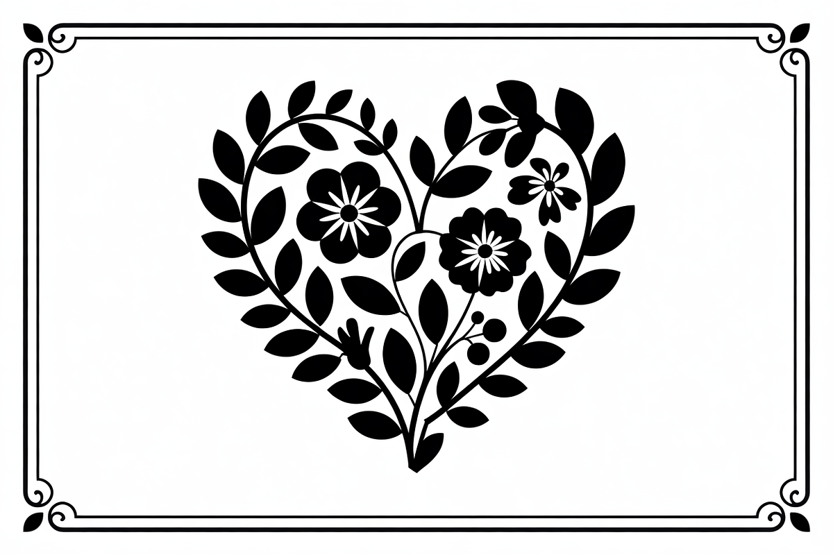 Elegant Black Floral Heart, an Illustration by Amazin_art (Photo 4 of 16)