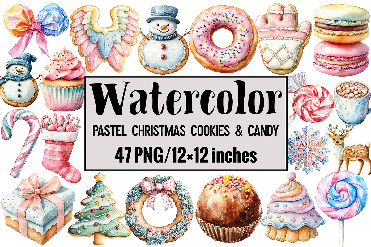 Pastel Christmas Cookies & Candy, an Illustration by Design Market (Photo 1 of 4)