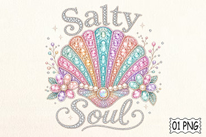 Seashell Rhinestone Summer PNG, an Illustration by Pixels.Craft