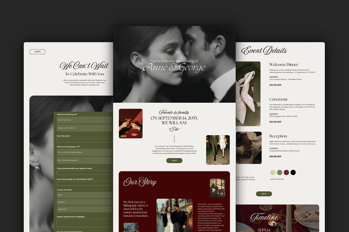 Wedding RSVP Website for Canva, a Landing Page Template by Meraki Templates (Photo 5 of 8)