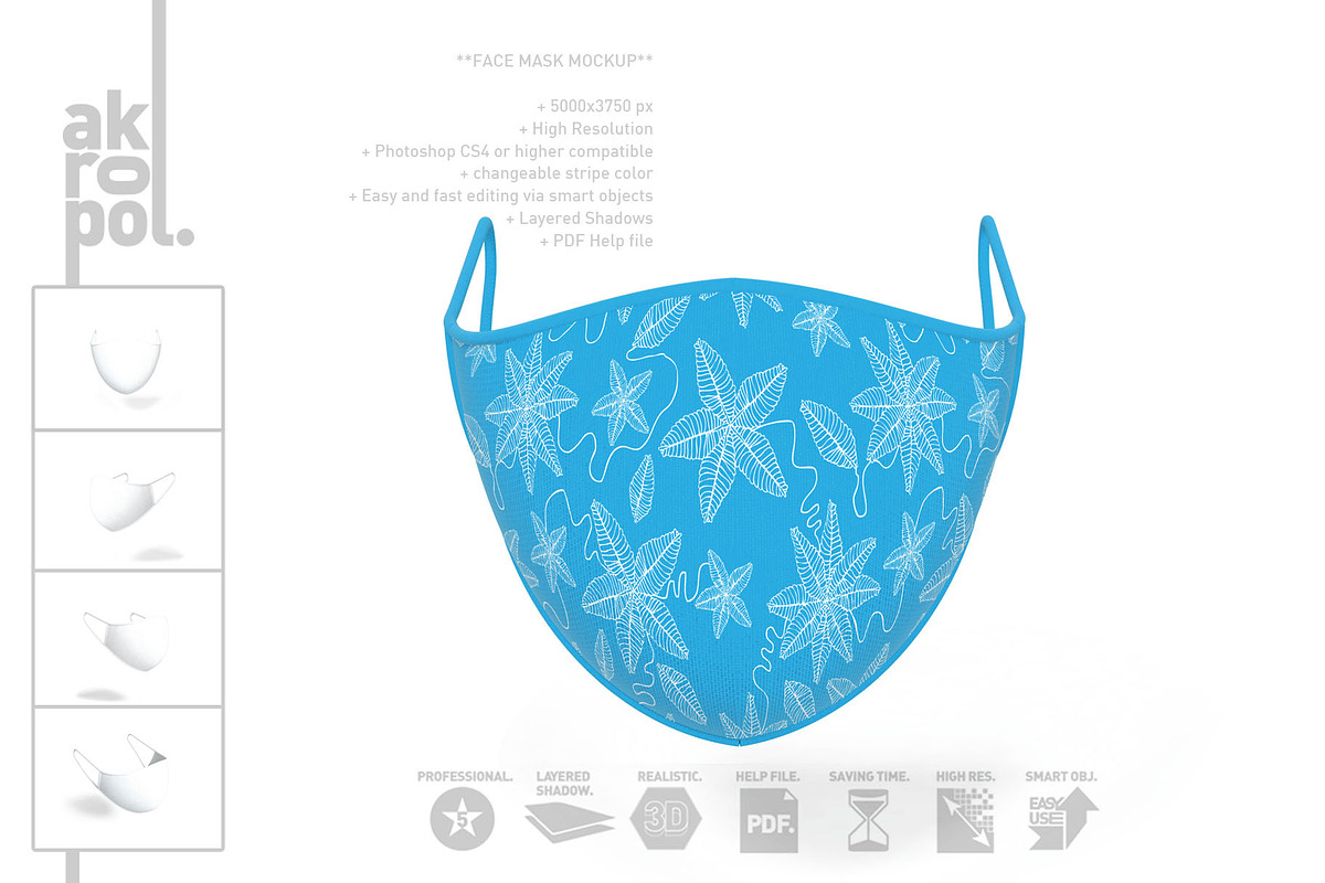 Face Mask Mockup -02, a Mask Mockup by akropol (Photo 4 of 4)