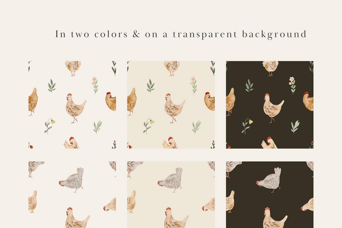 Watercolor Chickens Collection, an Animal Illustration by Jenteva Art (Photo 13 of 18)