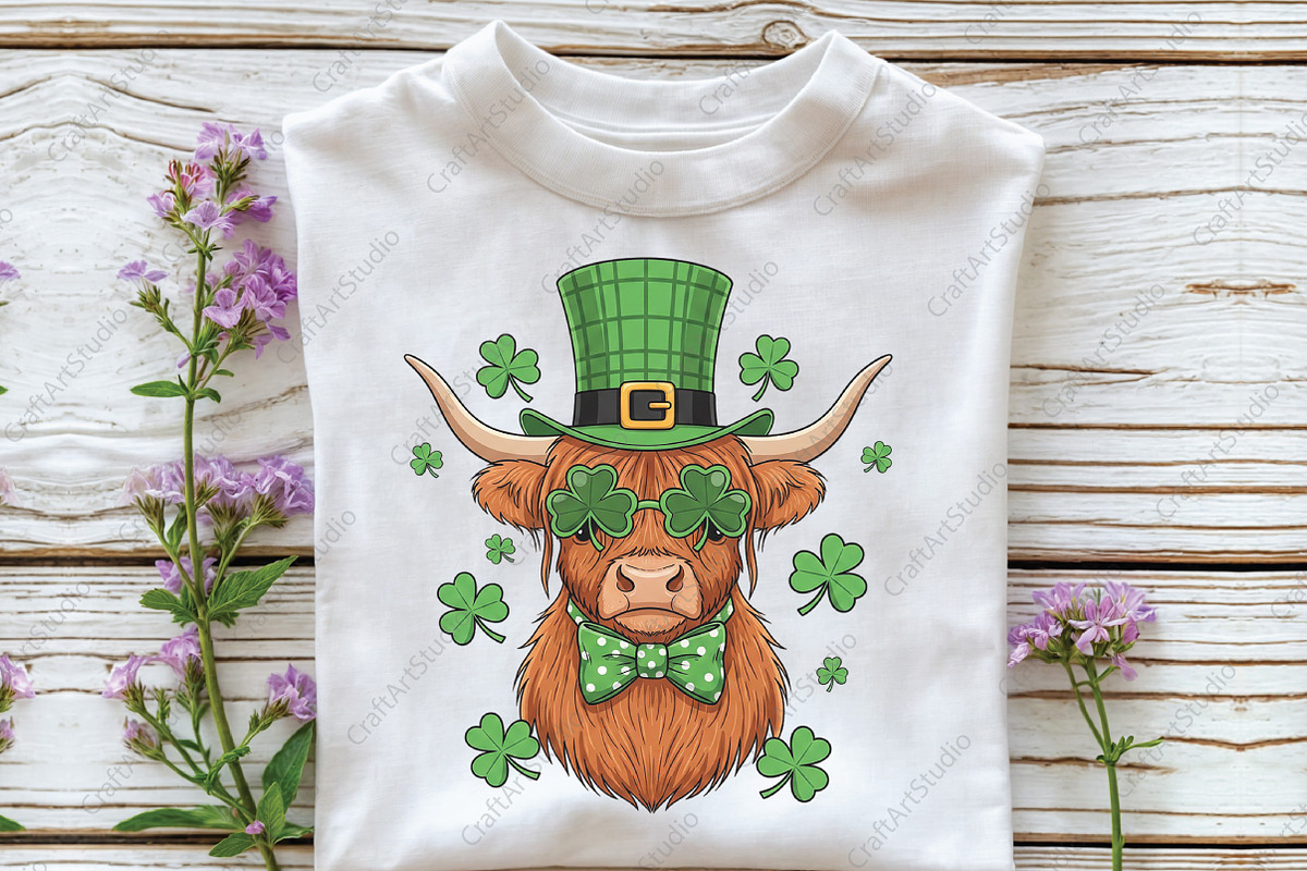 Highland Cow St Patrick’s Day PNG, an Illustration by CraftArtStudio (Photo 2 of 4)