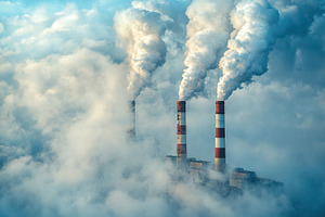 Smoke emissions from thermal power plant, a Photo by AlyaAnd