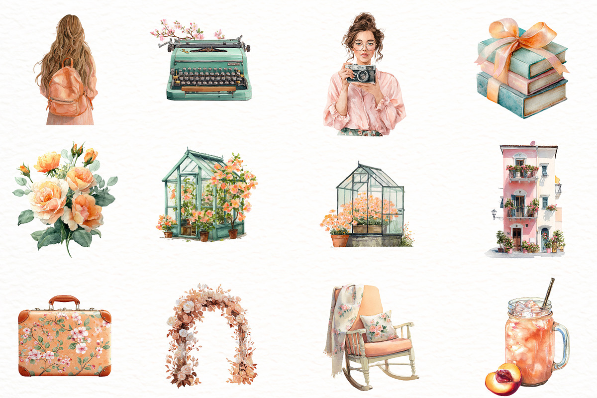 Watercolor Summer Planner Clipart, an Illustration by Designworld (Photo 4 of 5)