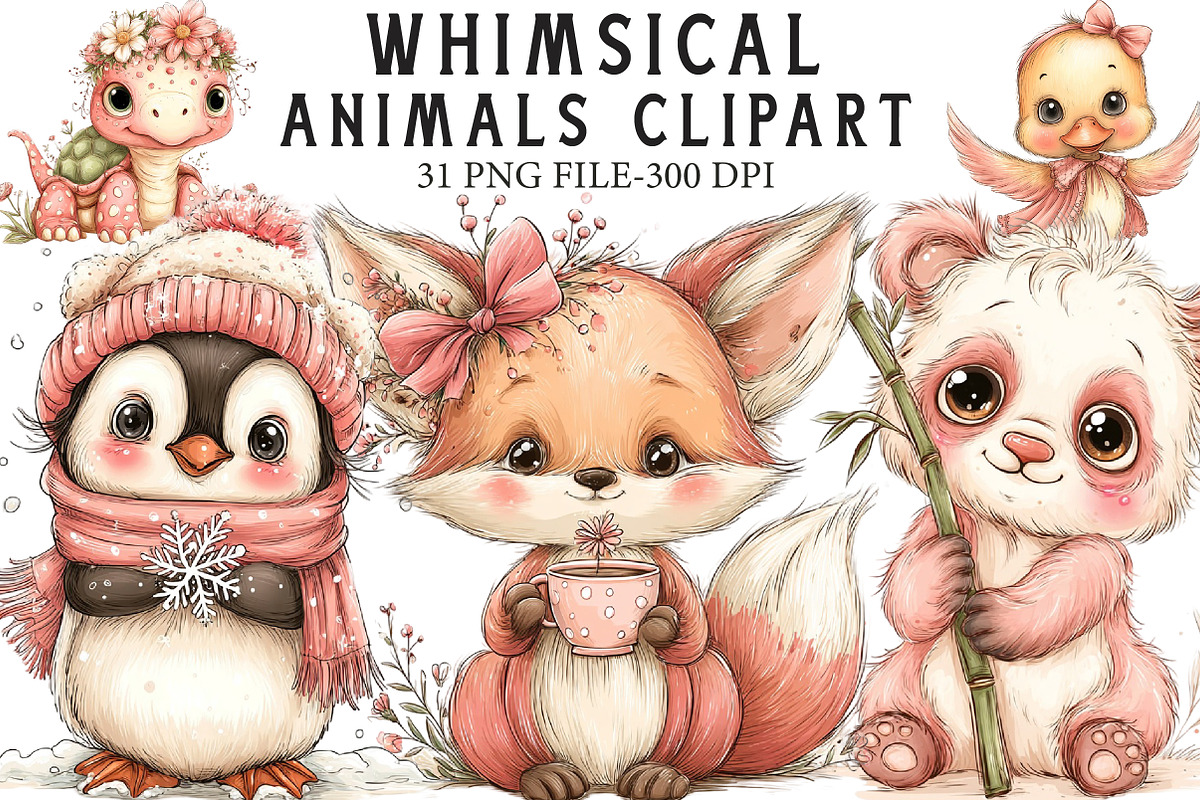 Whimsical Animals Clipart, an Illustration by Libby Wishes (Photo 1 of 6)