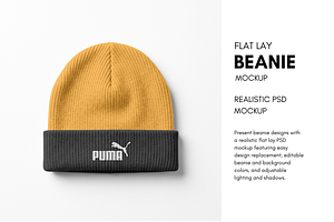Beanie Flat Lay Mockup PSD