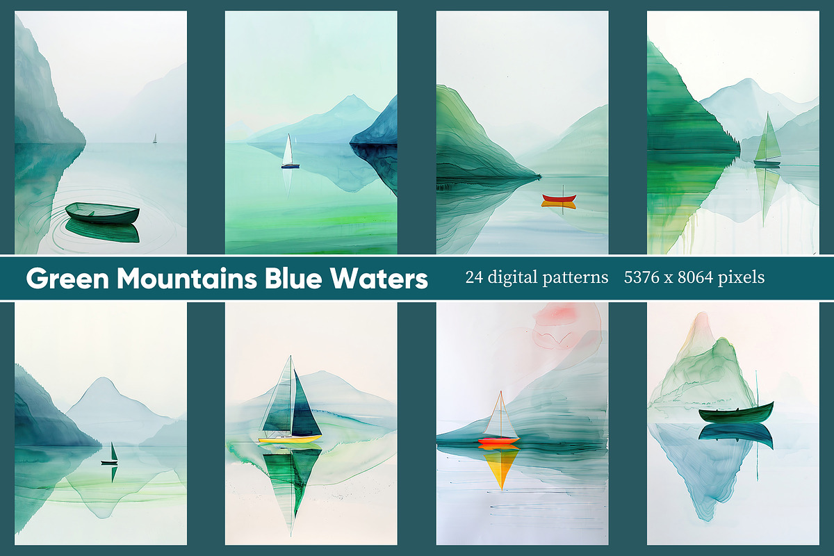 Green Mountains Illustrations, a Decorative Illustration by Housui Patterns (Photo 4 of 6)