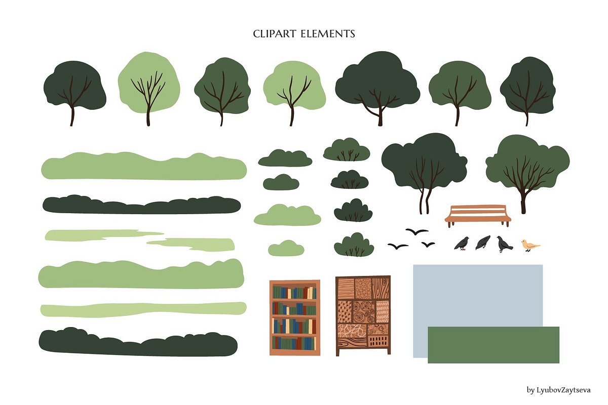 People in park Illustration clipart, a Seasonal Illustration by LyubovZaytseva (Photo 14 of 21)