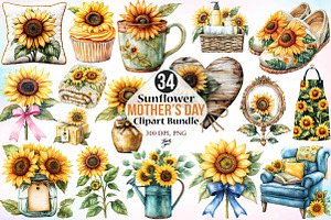 Sunflower Mother’s Day Clipart PNG, an Illustration by Canvas Craft