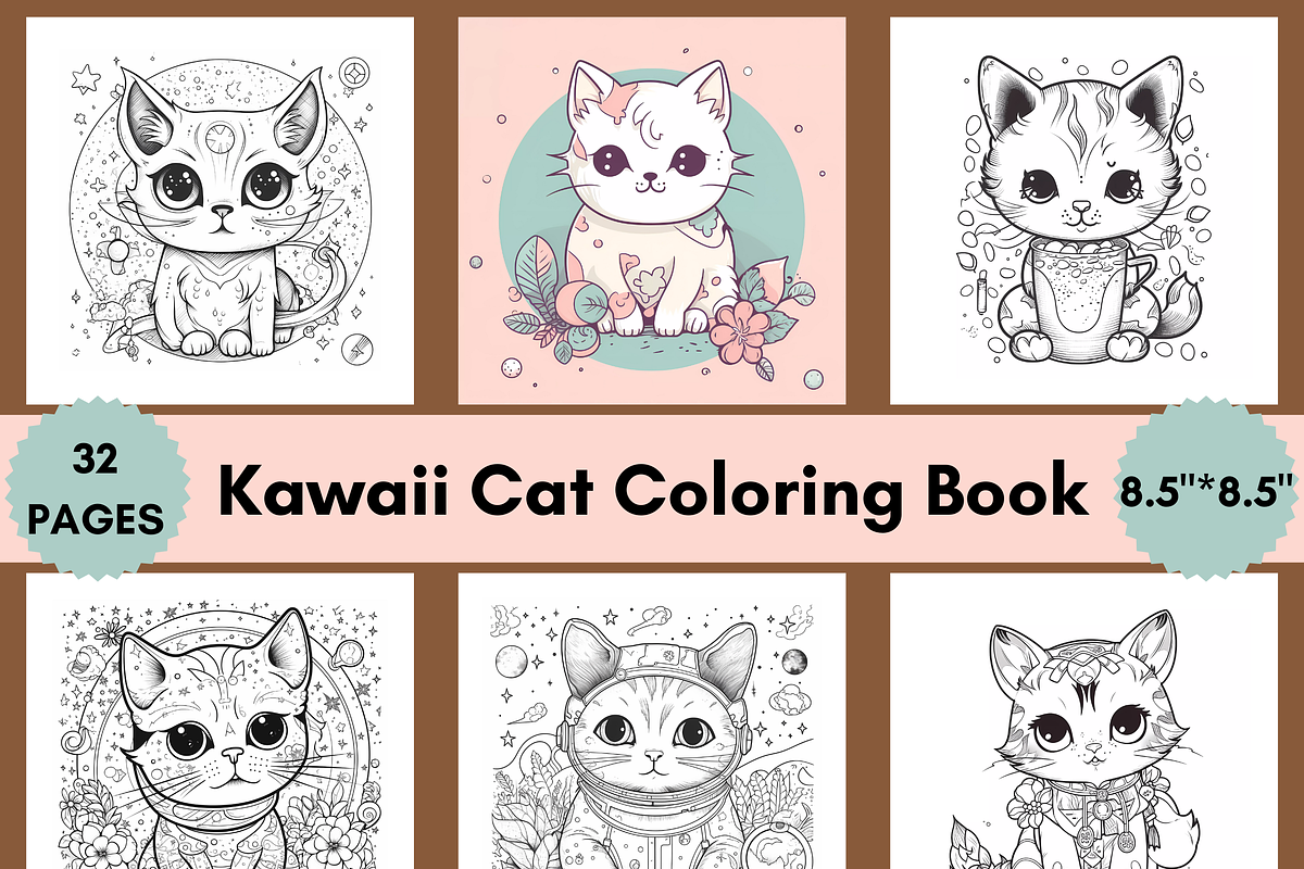 32 Cute Cat Coloring Book for Kids, an Animal Illustration by LA Design (Photo 1 of 10)