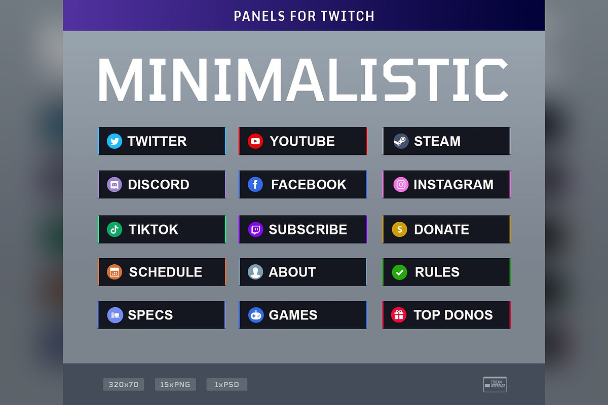 Minimalist Twitch & Kick Panels, an Object Graphic by Gear Store (Photo 1 of 3)