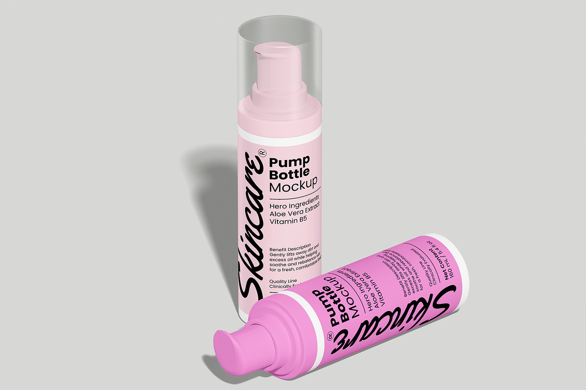 Skincare Pump Bottle Mockup, a Packaging Mockup by Unerispace (Photo 2 of 5)