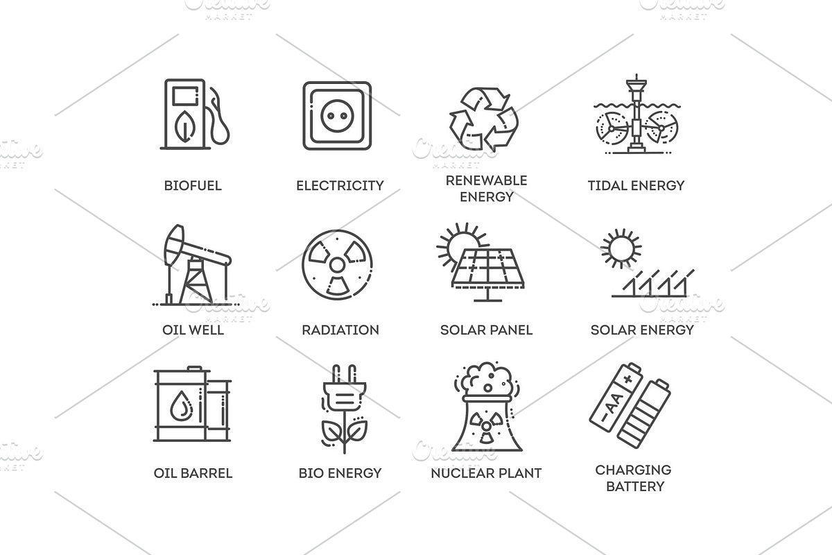 Renewable and non-renewable symbols, a Technology Illustration by Tettygreen (Photo 2 of 3)