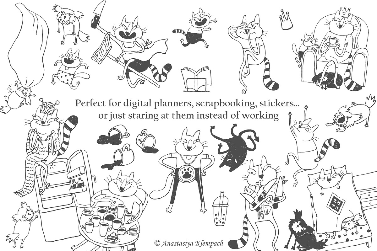 Hand-Drawn Cat Doodle Bundle, an Education Illustration by Anastasiya Klempach (Photo 4 of 10)