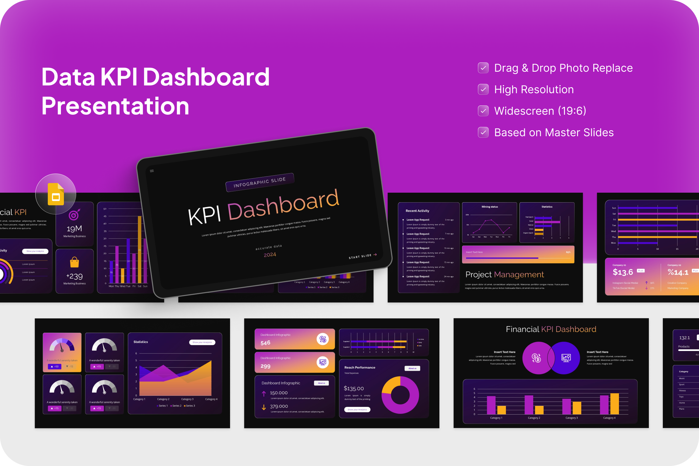 Data KPI Dashboard GoogleSlide, a Presentation Template by Annora Studio