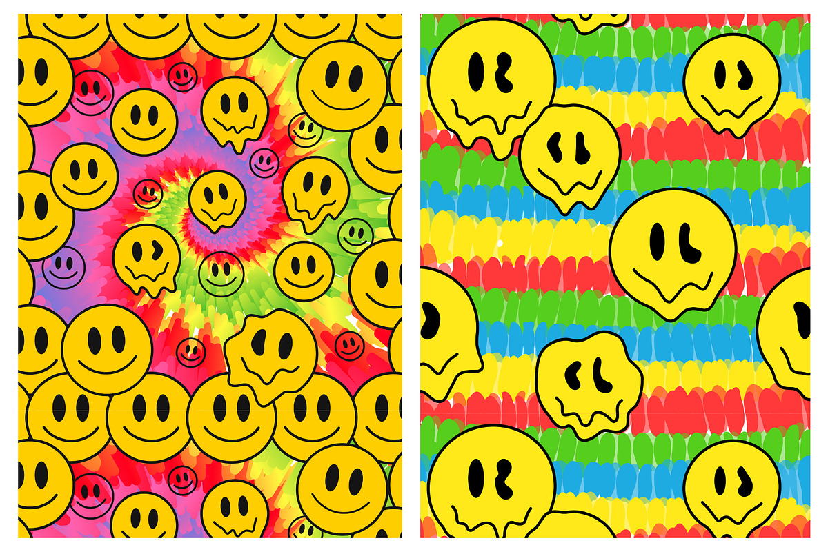 Trippy Smiley Seamless Pattern 2, a Pattern Graphic by Slavko Kahovsky (Photo 3 of 7)
