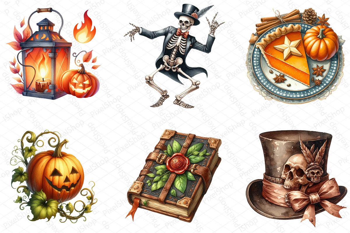 Vintage Halloween Clipart, an Illustration by DreamPrint404 (Photo 3 of 4)