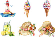Watercolor Summer Clipart Bundle, an Illustration by Designking (Thumbnail 5 of 5)