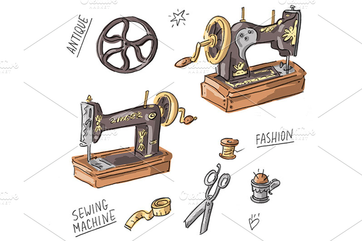 Pattern and set Vintage machine, a Pattern Graphic by Melniklenart (Photo 2 of 4)