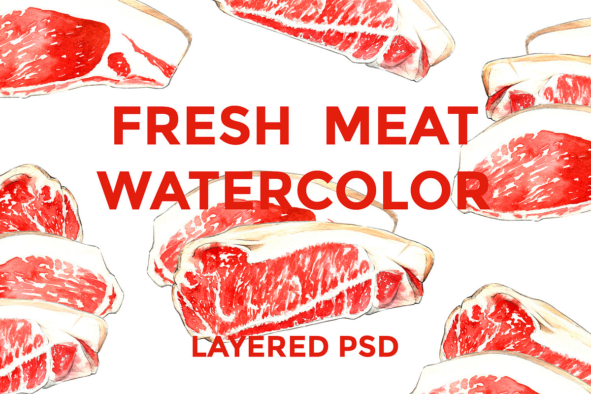 Fresh Meat Watercolor, a Food Illustration by wedraw (Photo 1 of 5)