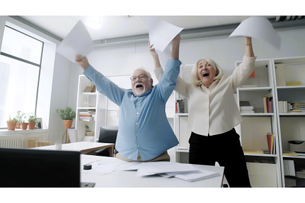 A man and a woman are joyfully