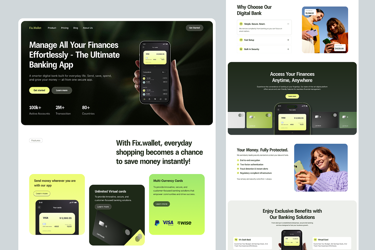 Digital Banking Landing Page Website, an UI Kit Template by Ahmed Rubel (Photo 2 of 3)