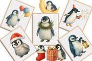 Watercolor Cute Christmas Penguins, an Illustration by Creative Art (Thumbnail 4 of 10)
