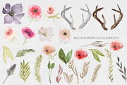 Antlers & flowers Watercolor Clipart, an Illustration by The Autumn Rabbit Ltd (Thumbnail 2 of 3)