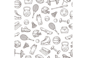 Sports equipment seamless pattern, a Background Graphic by Valerie Bodnar