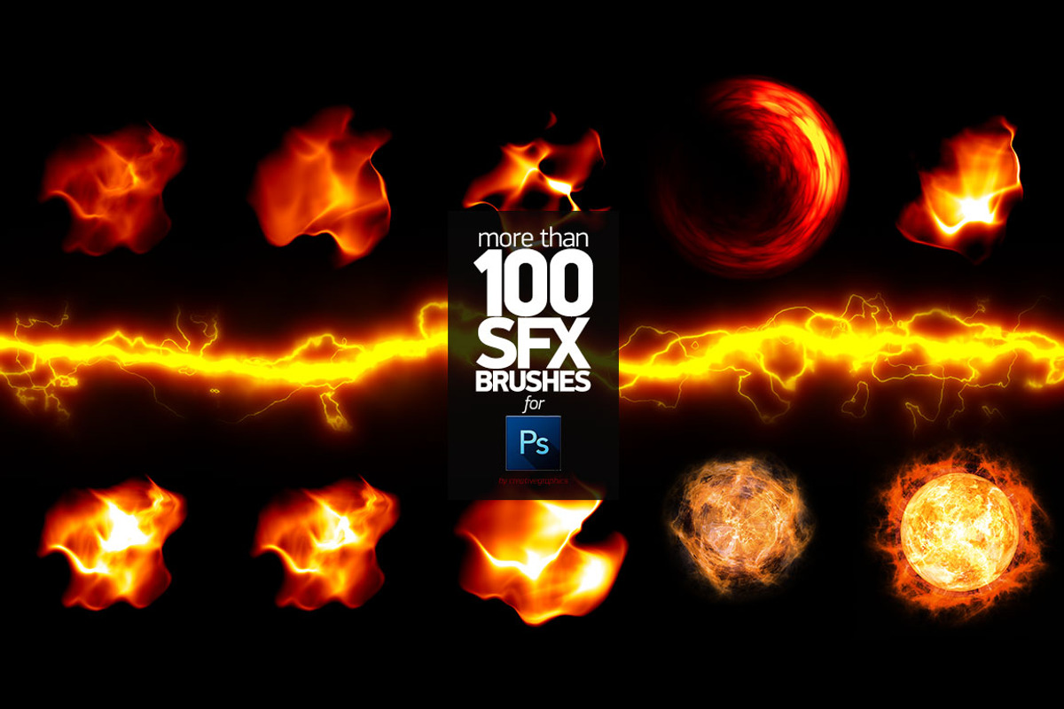 +100 PS SFX BRUSHES, a Brush Add-On by Creative Graphics (Photo 2 of 6)