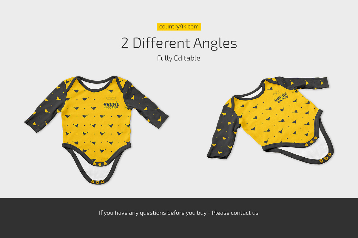Long Sleeve Baby Onesie Mockup Set, a Hoody Mockup by Country4k (Photo 4 of 4)