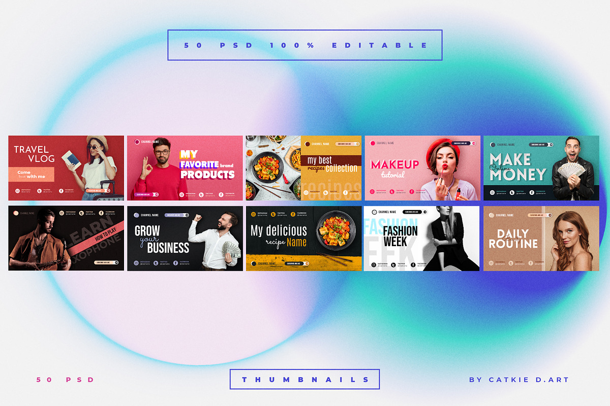 Youtube Thumbnail Bundle (50 PSD), a Social Media Template by Catkie - Digital Art (Photo 12 of 15)
