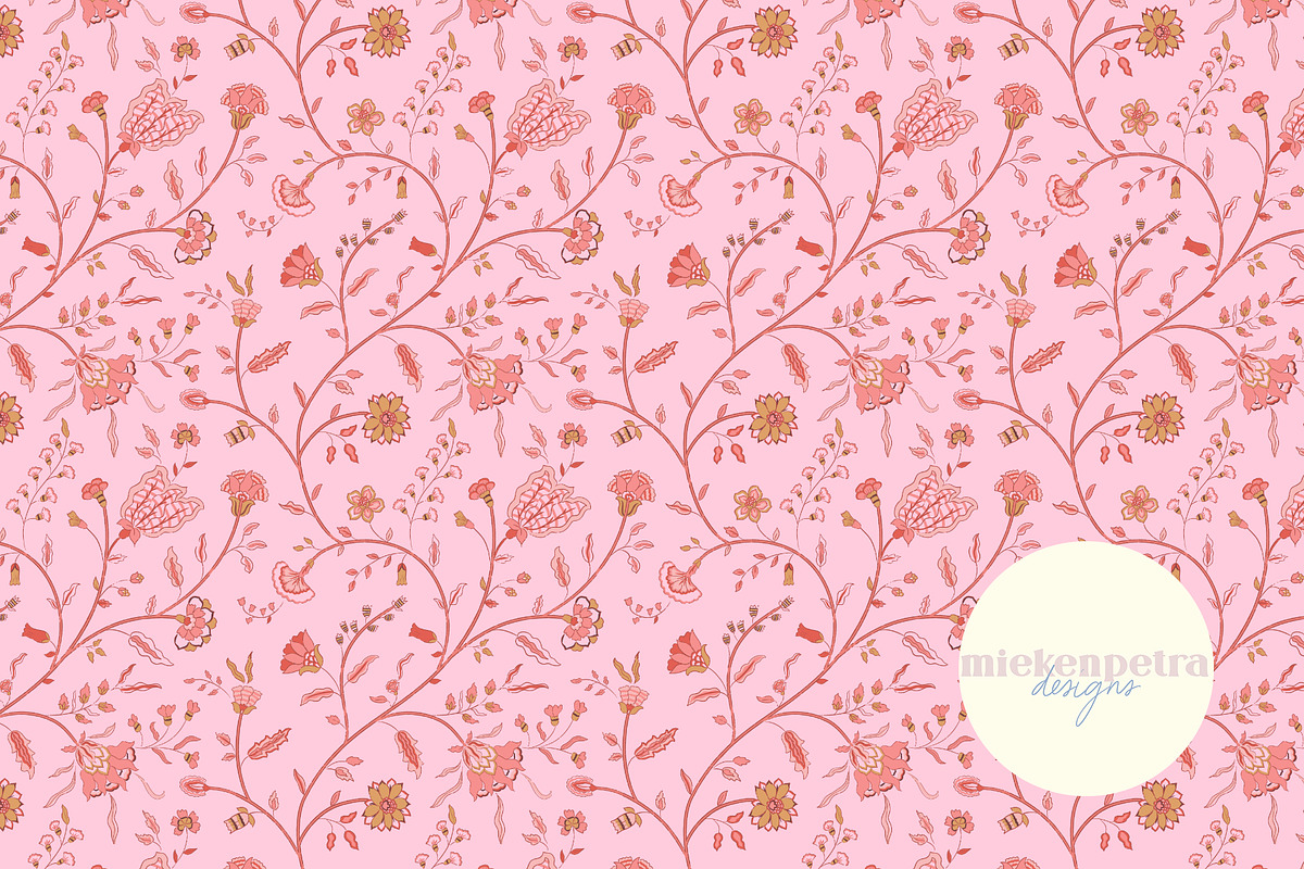 Boho Pink Chintz Floral, a Pattern Graphic by Mieken Petra Designs (Photo 1 of 5)