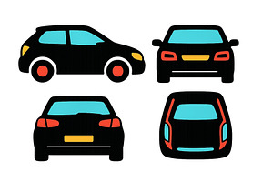 Various angles of a modern car in a, an Illustration by ZinetroN