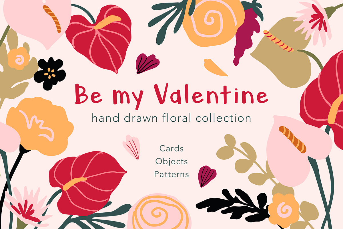 Be my Valentine flowers collection, a Seasonal Illustration by Volha Studio (Photo 1 of 11)