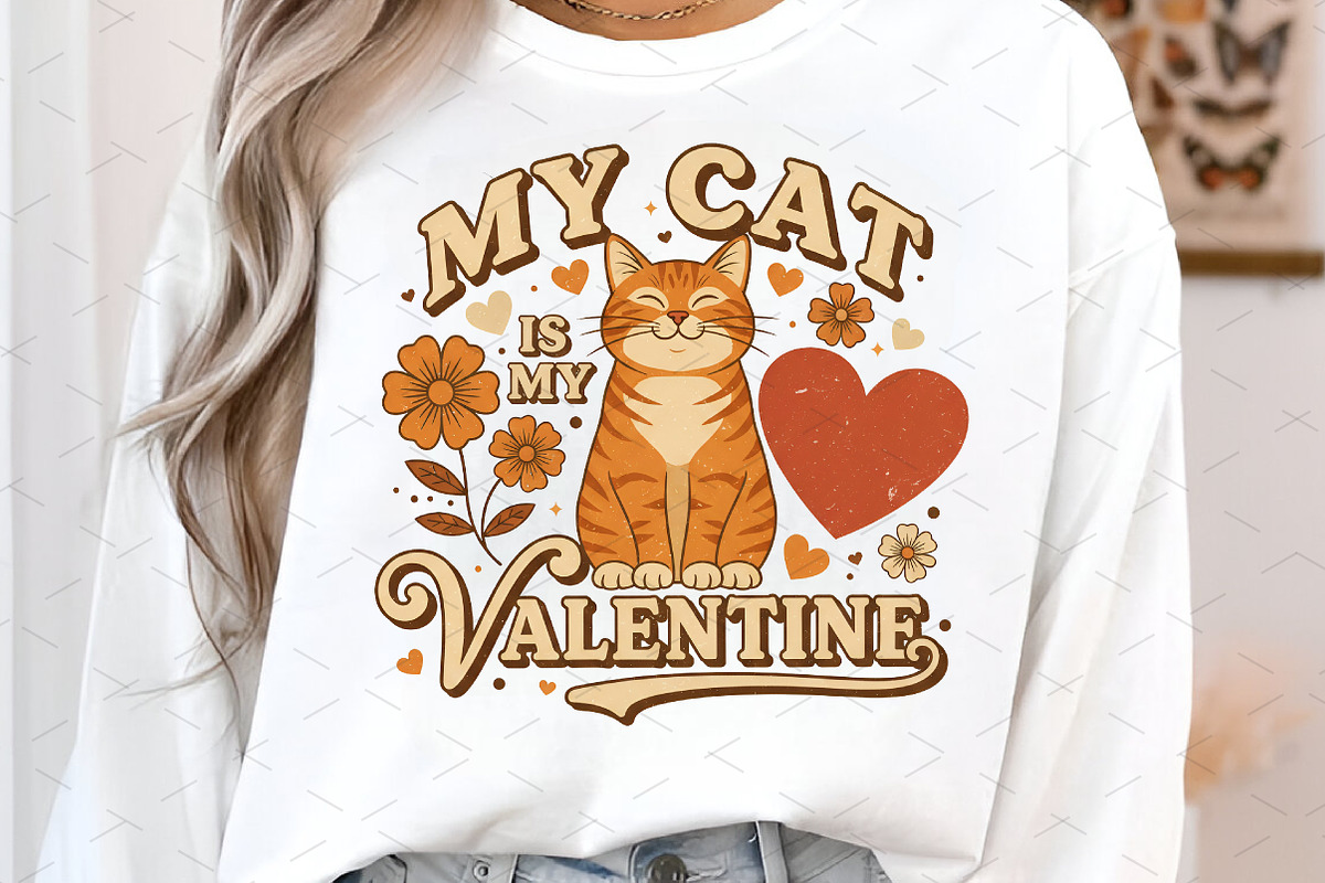 My Cat Is My Valentine Sweatshirt PN, a Graphic by Libby Wishes (Photo 4 of 7)