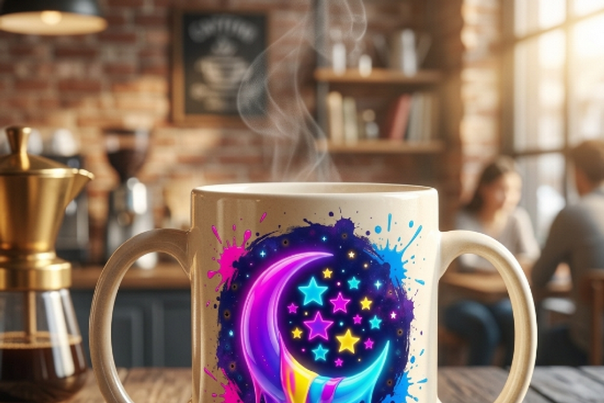 Neon Crescent Moon Stars Art, a Shirt Mockup by Vector Stall (Photo 10 of 14)