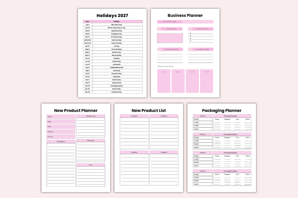 Editable 2027 Business Planner, a Stationery Template by Shumaya (Photo 4 of 6)