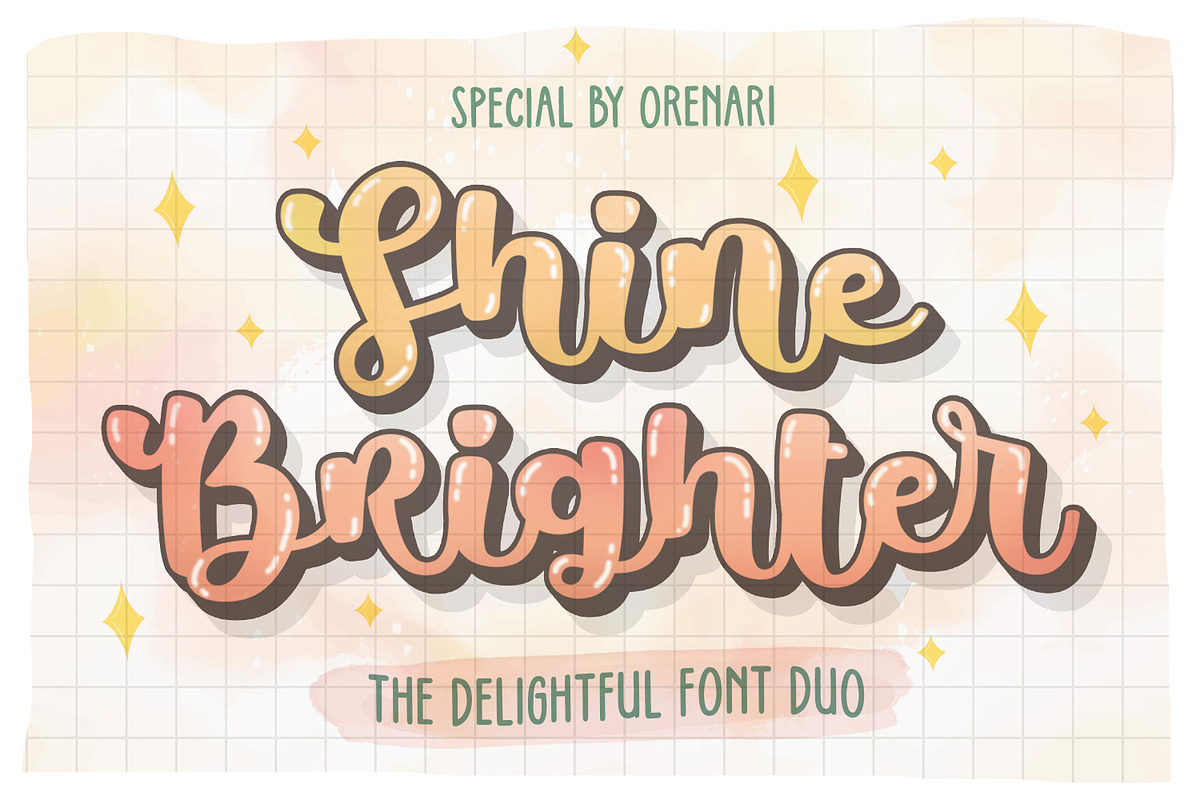 Shine Brighter Font Duo, a Script Font by Orenari (Photo 1 of 14)