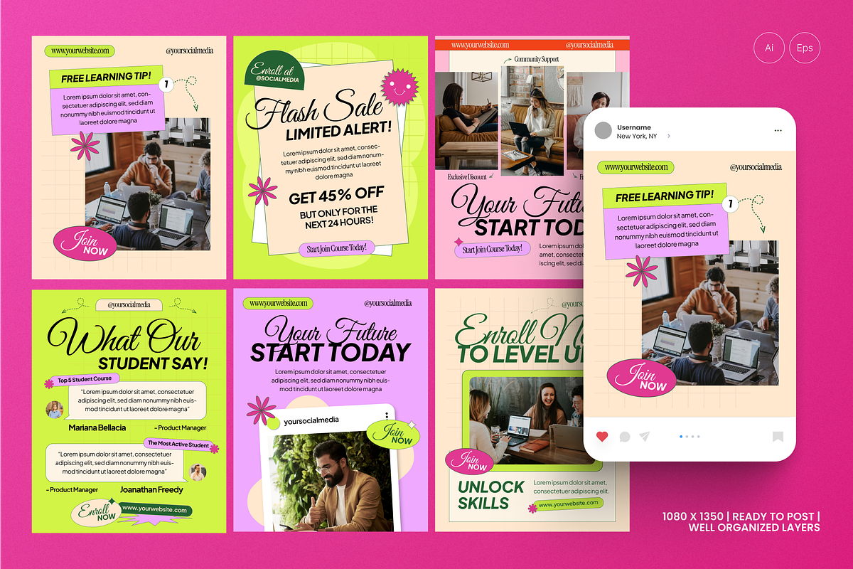 Course Online Instagram Post, a Social Media Template by MMPixelCraft (Photo 1 of 3)