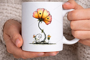 Quirky Flowers Funny Clipart Bundle, an Illustration by Canvas Craft (Thumbnail 5 of 7)