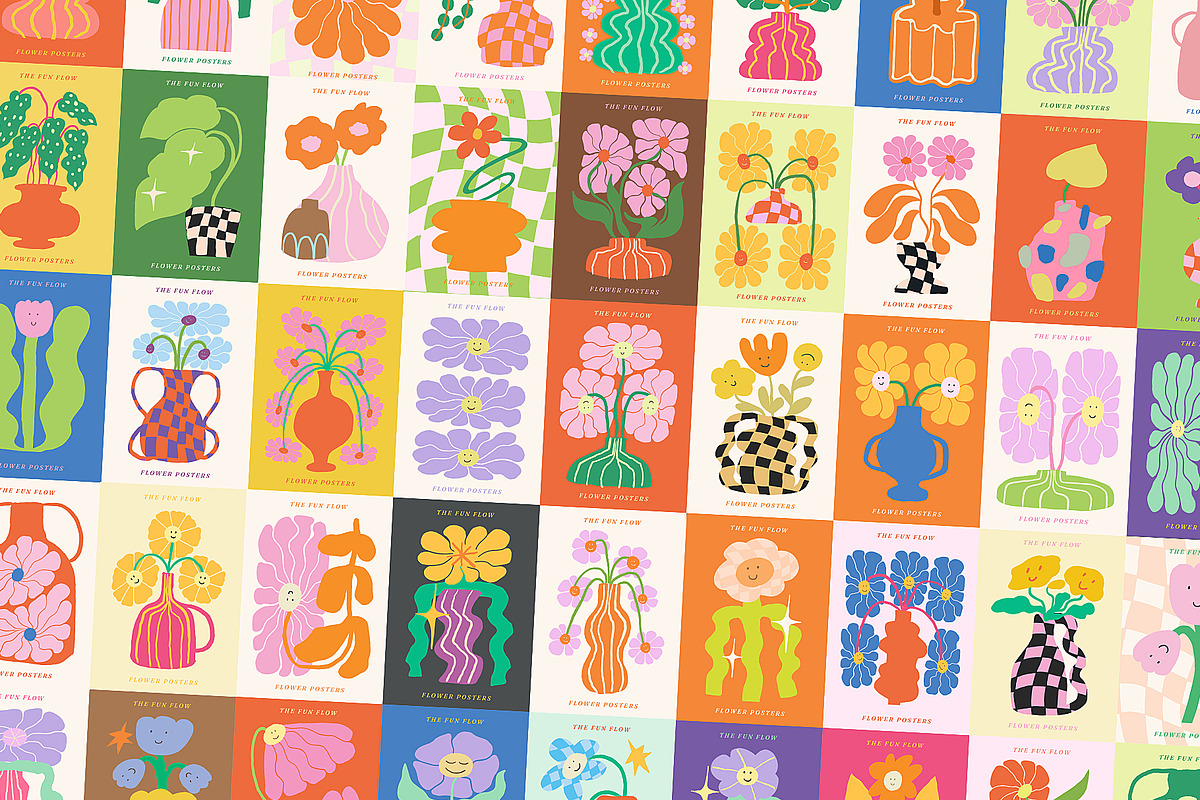 RETRO PRINTS FLOWER MARKET POSTERS, a Decorative Illustration by Ayya Studio (Photo 3 of 12)
